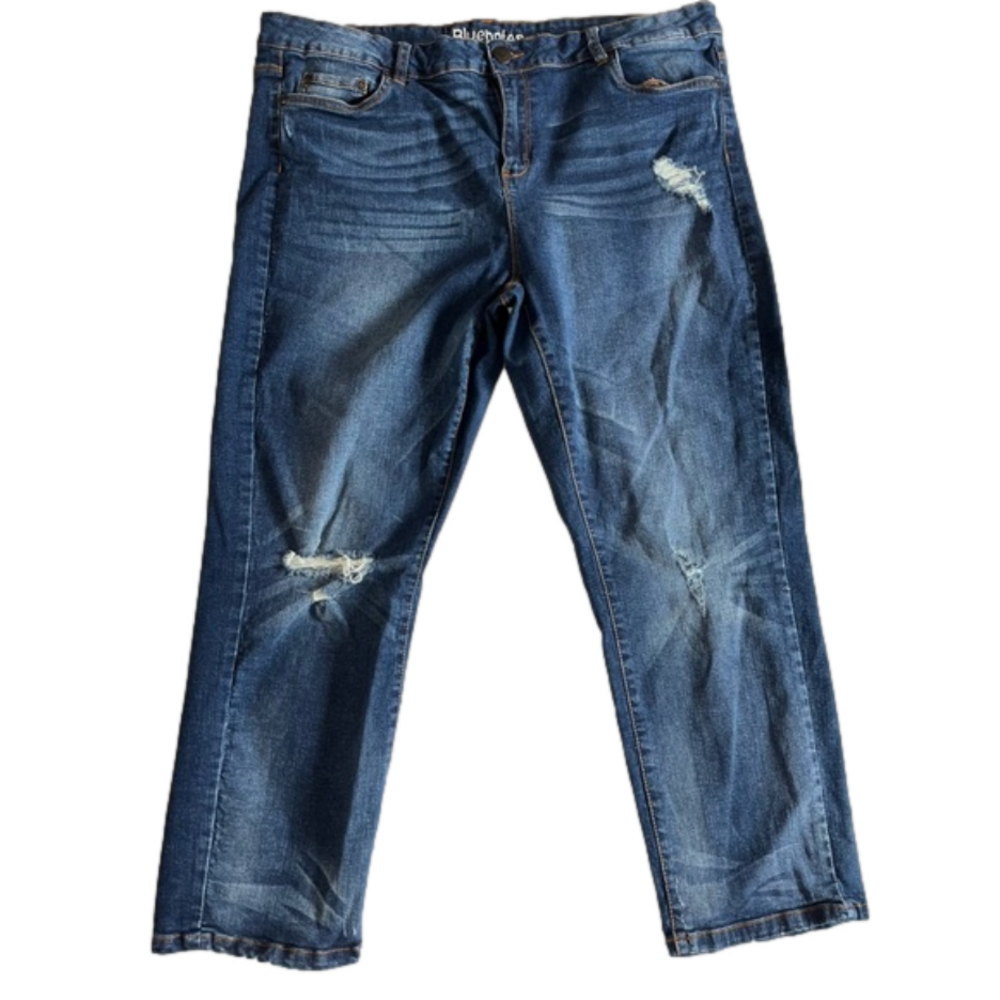 Bluenotes Lauren Mid-rise crop skinny distressed jeans size 36